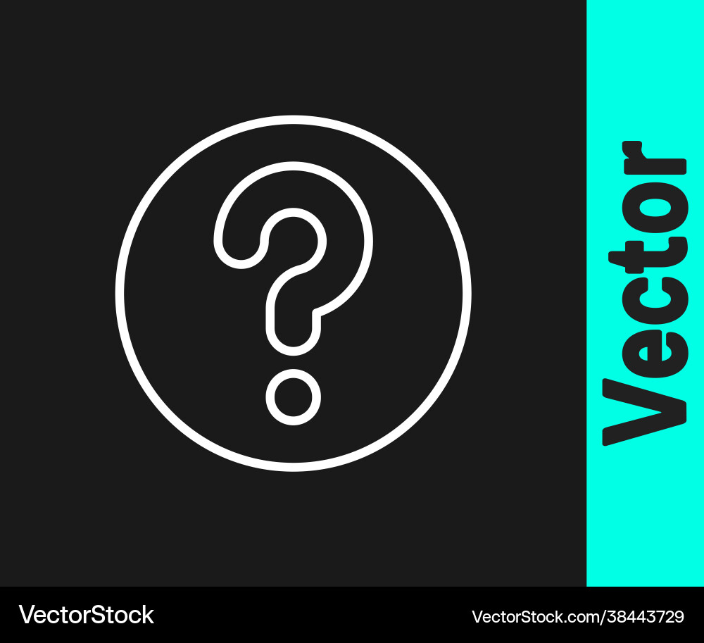White line unknown search icon isolated on black Vector Image
