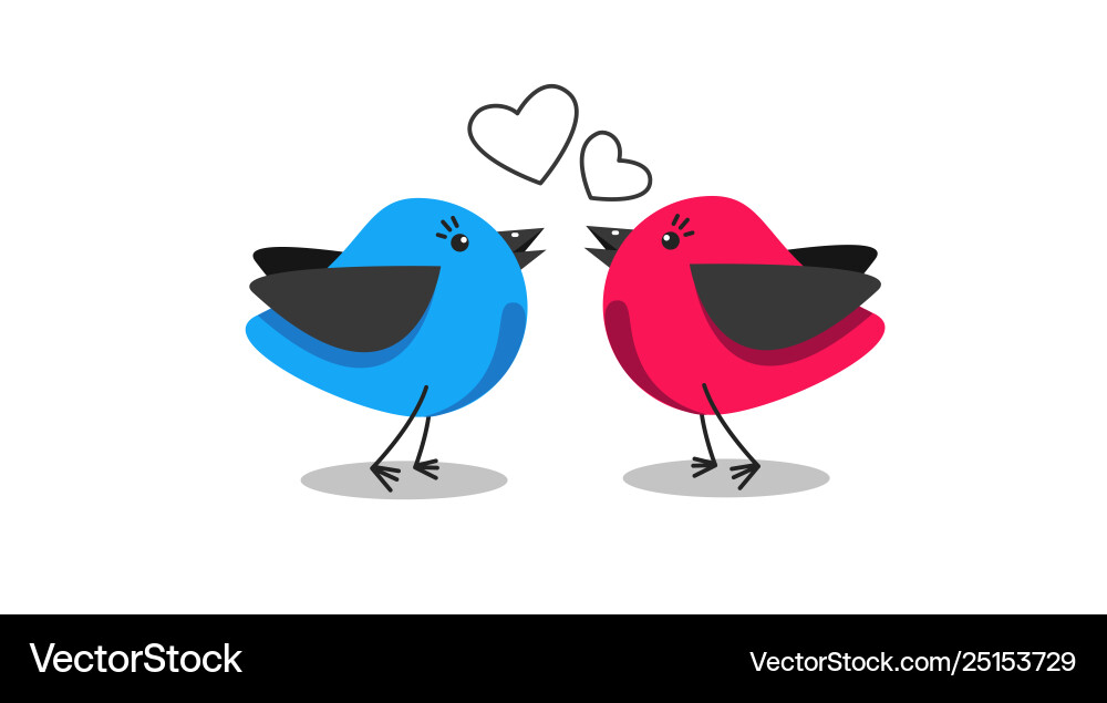 Zwei süße Vögel in der Liebe rosa und blau Zwei süße Vögel in der Liebe rosa und blau vektorbild
