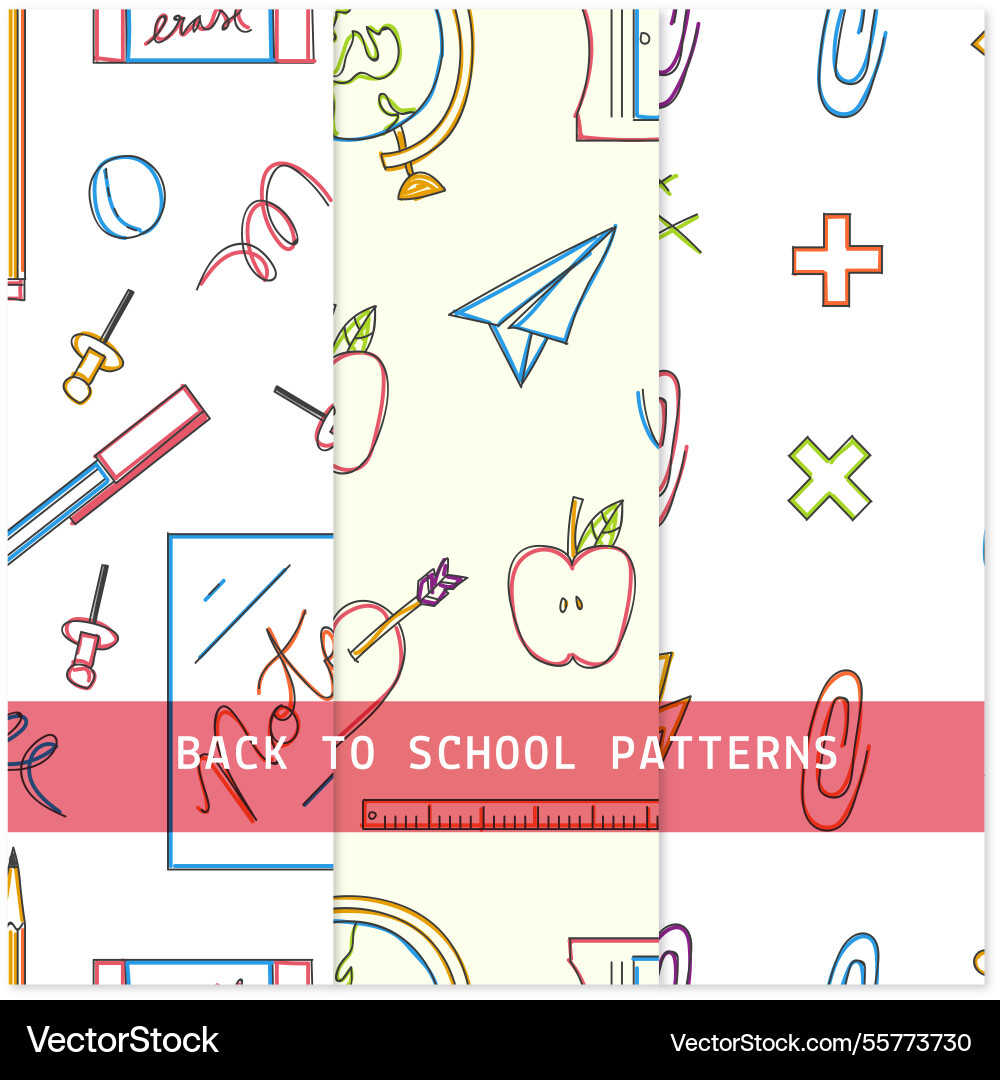 Back to school patterns collection with elements Vector Image