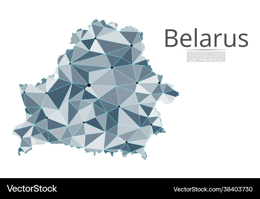 Belarus communication network map low poly image Belarus communication network map low poly image vector image