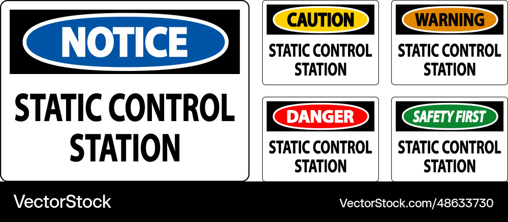 Caution sign static control station Caution sign static control station vector image