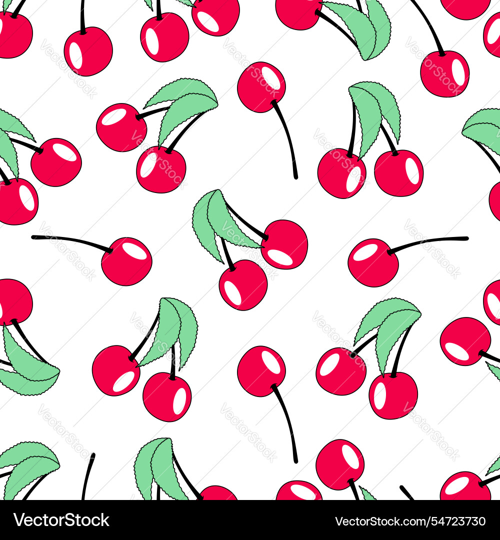 Cherry seamless repeating pattern vector image