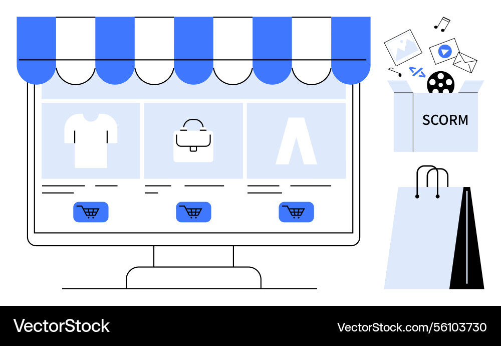 E-commerce store displaying products with digital E-commerce store displaying products with digital vector image