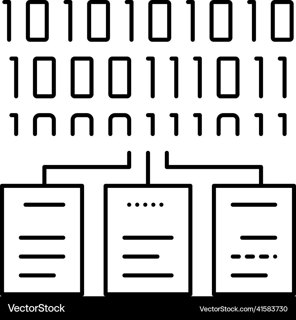 Files encryption line icon vector image