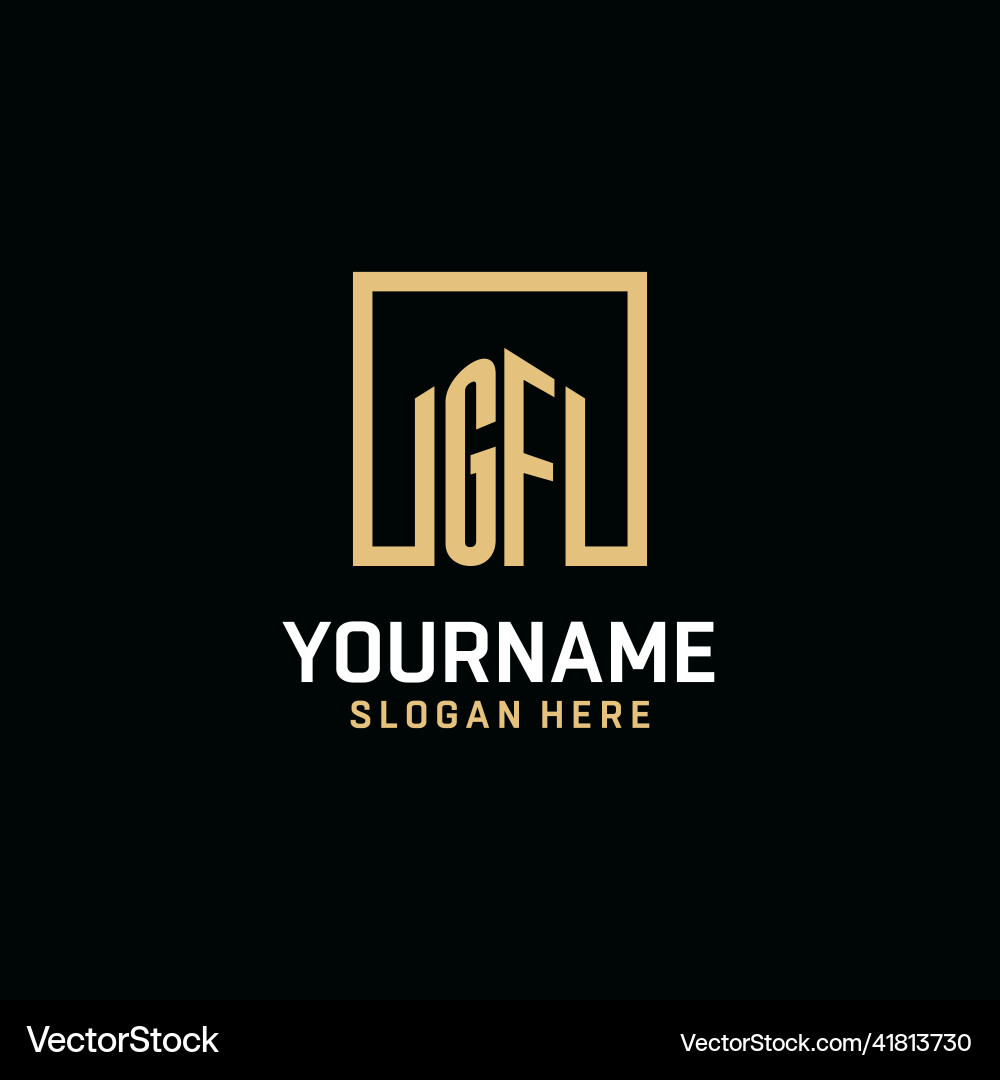 Gf initial monogram logo design with square shape Vector Image