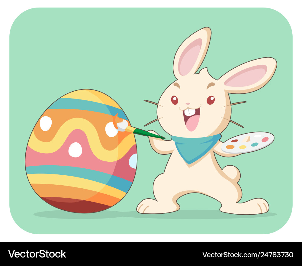 Light brown rabbit painting easter egg Light brown rabbit painting easter egg vector image