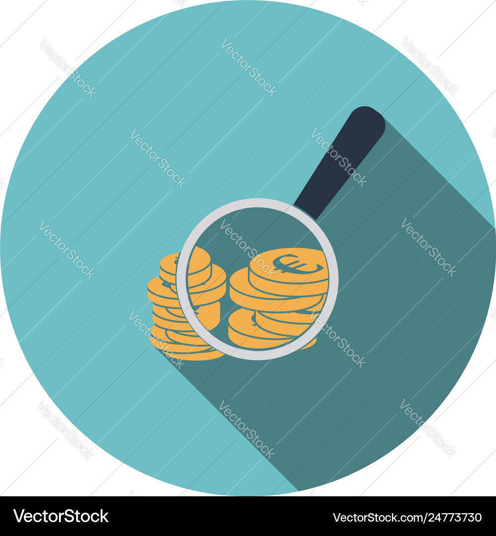 Magnifying over coins stack icon Magnifying over coins stack icon vector image