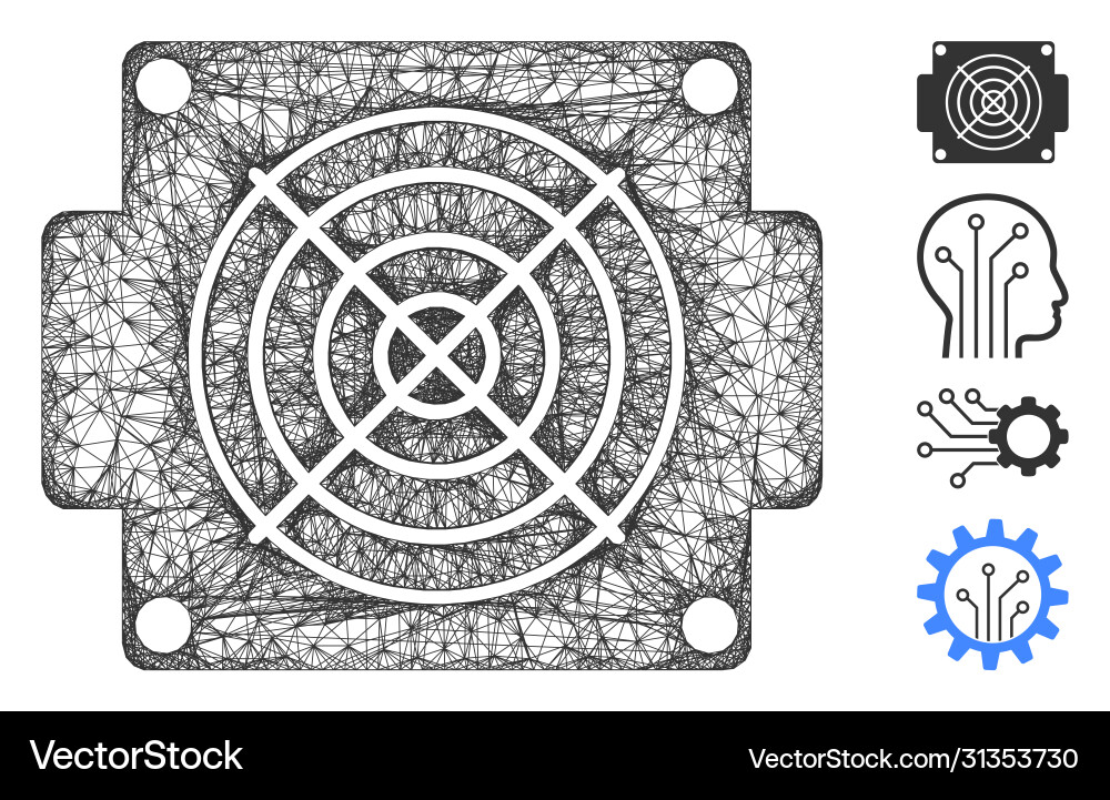 Mining asic device web mesh Mining asic device web mesh vector image