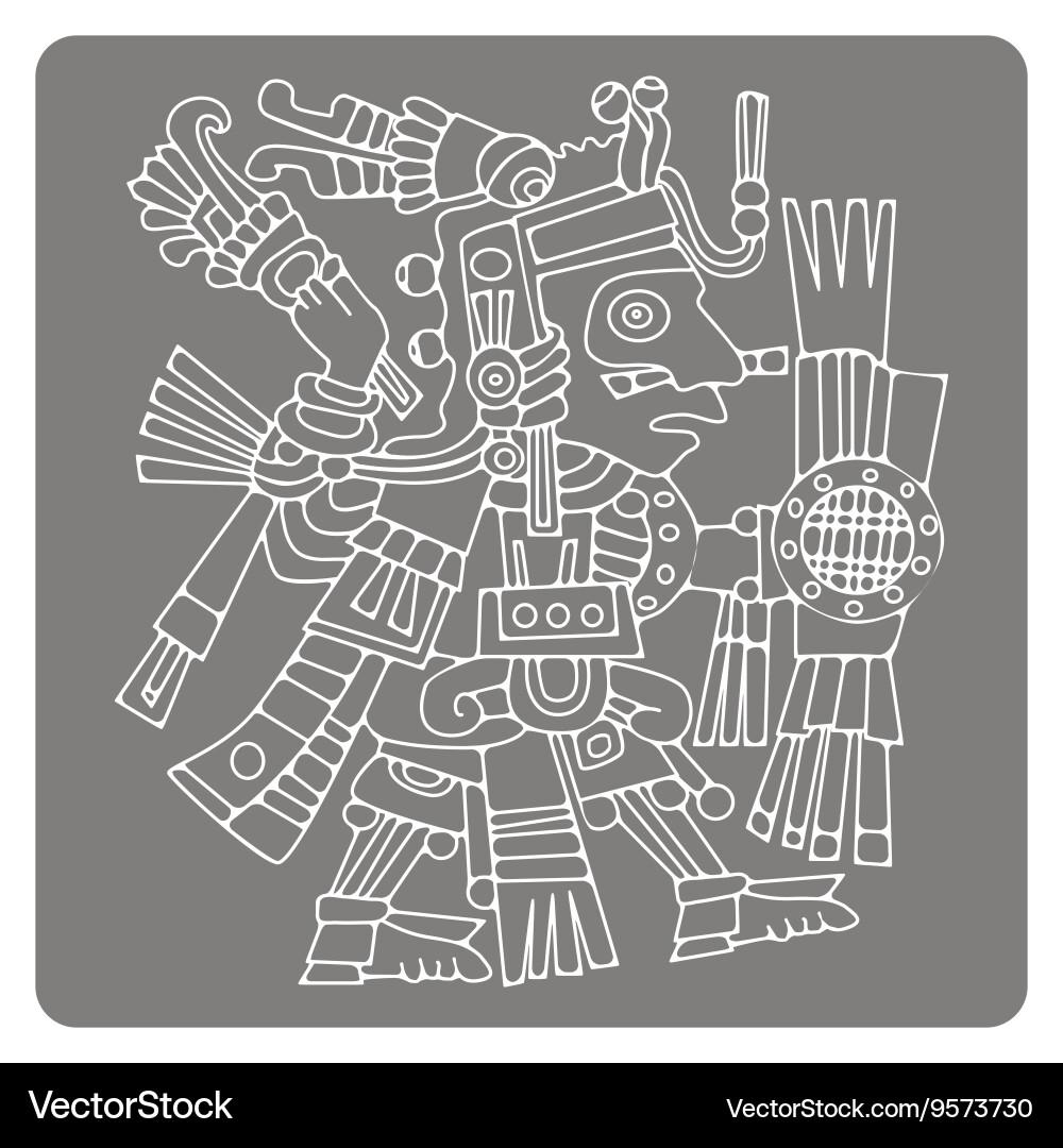 Monochrome icon with symbols from aztec codices Vector Image