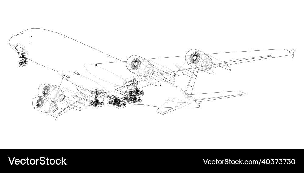 Passenger airplane rendering of 3d Vector Image