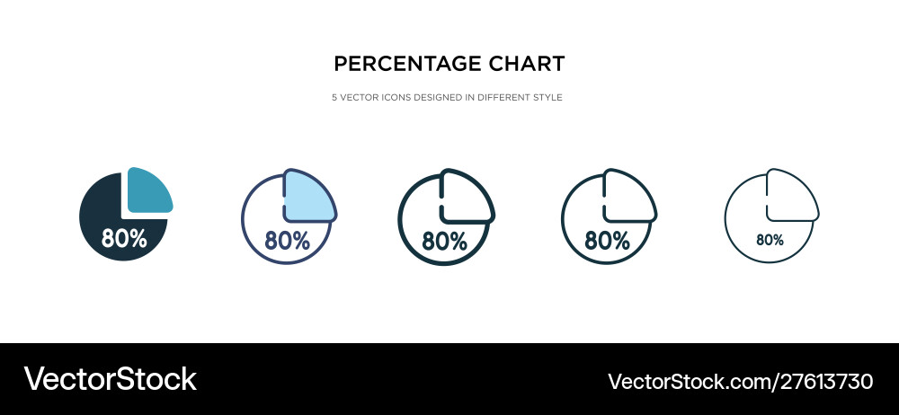Percentage chart icon in different style two Percentage chart icon in different style two vector image