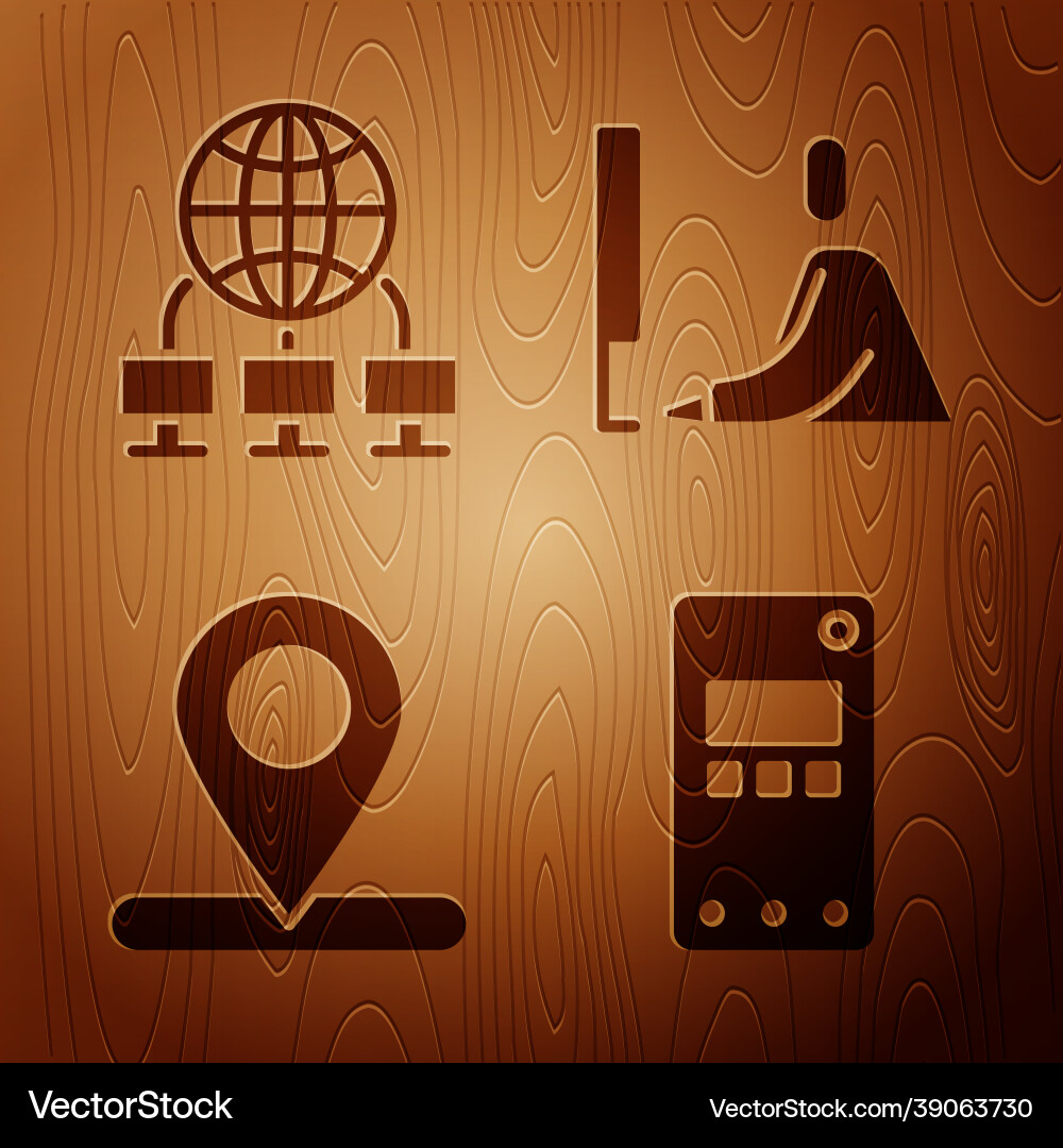 Set mobile phone computer network location Set mobile phone computer network location vector image
