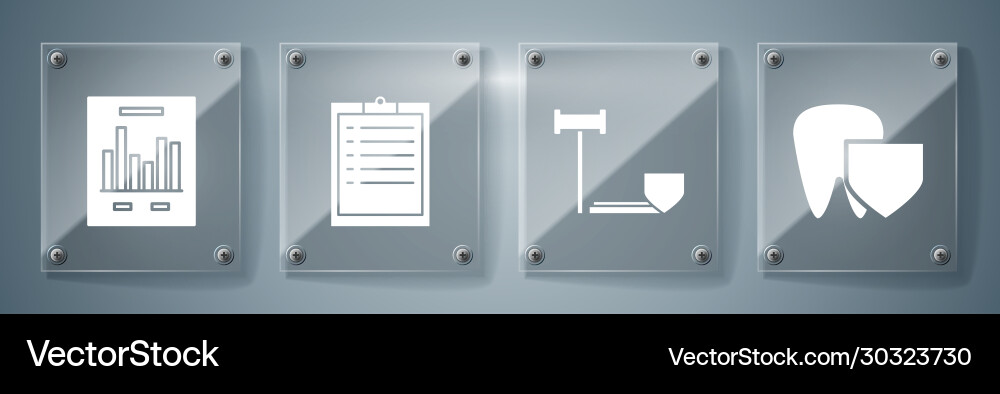 Set tooth with shield judge gavel Set tooth with shield judge gavel vector image