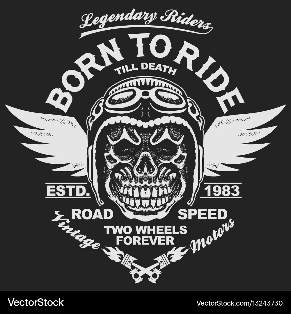 Skull Rider Motorcycle T-Shirt Vector Image