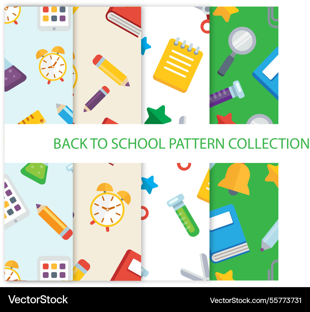 Back to school patterns collection with elements Vector Image