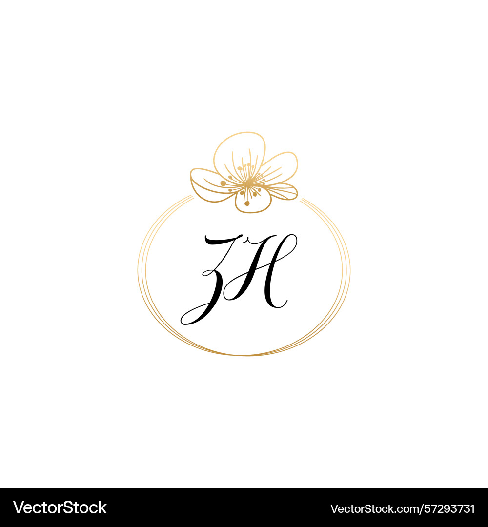 Botanical monogram logos with initial zh Vector Image