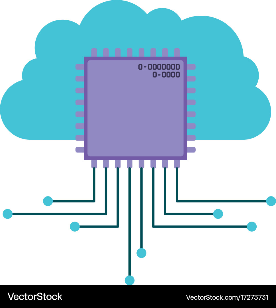 Cloud storage data and microchip icon Vector Image
