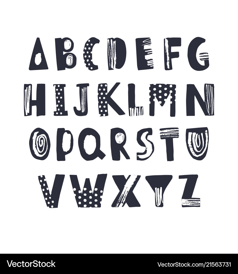 Creative latin font or childish english alphabet Creative latin font or childish english alphabet vector image