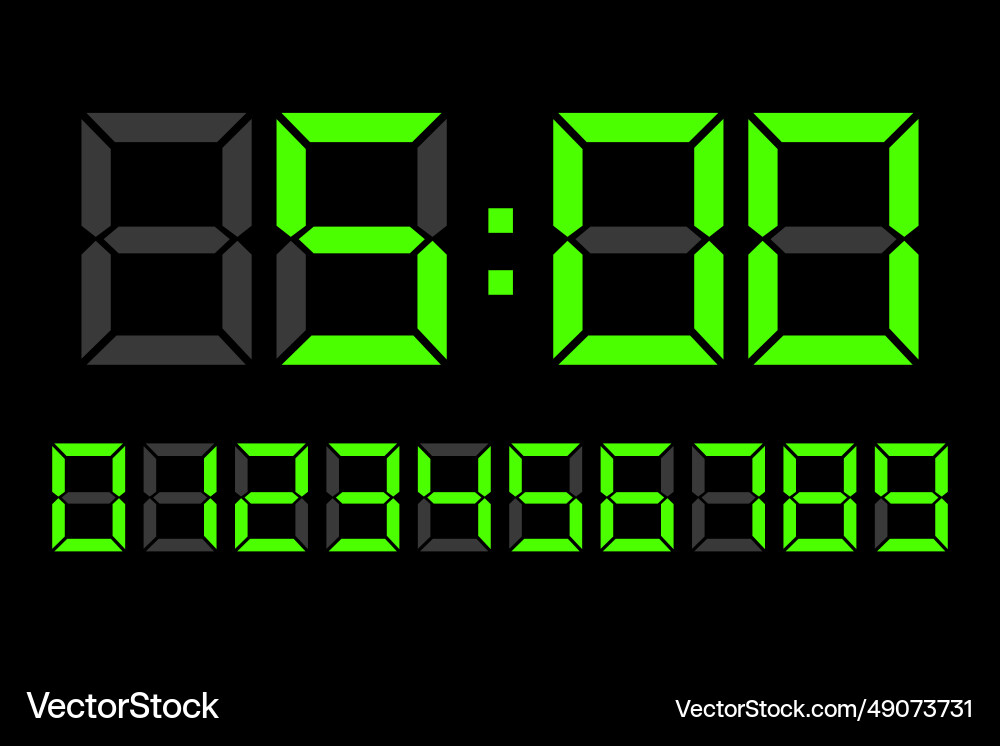Digital clock number set eps Vector Image