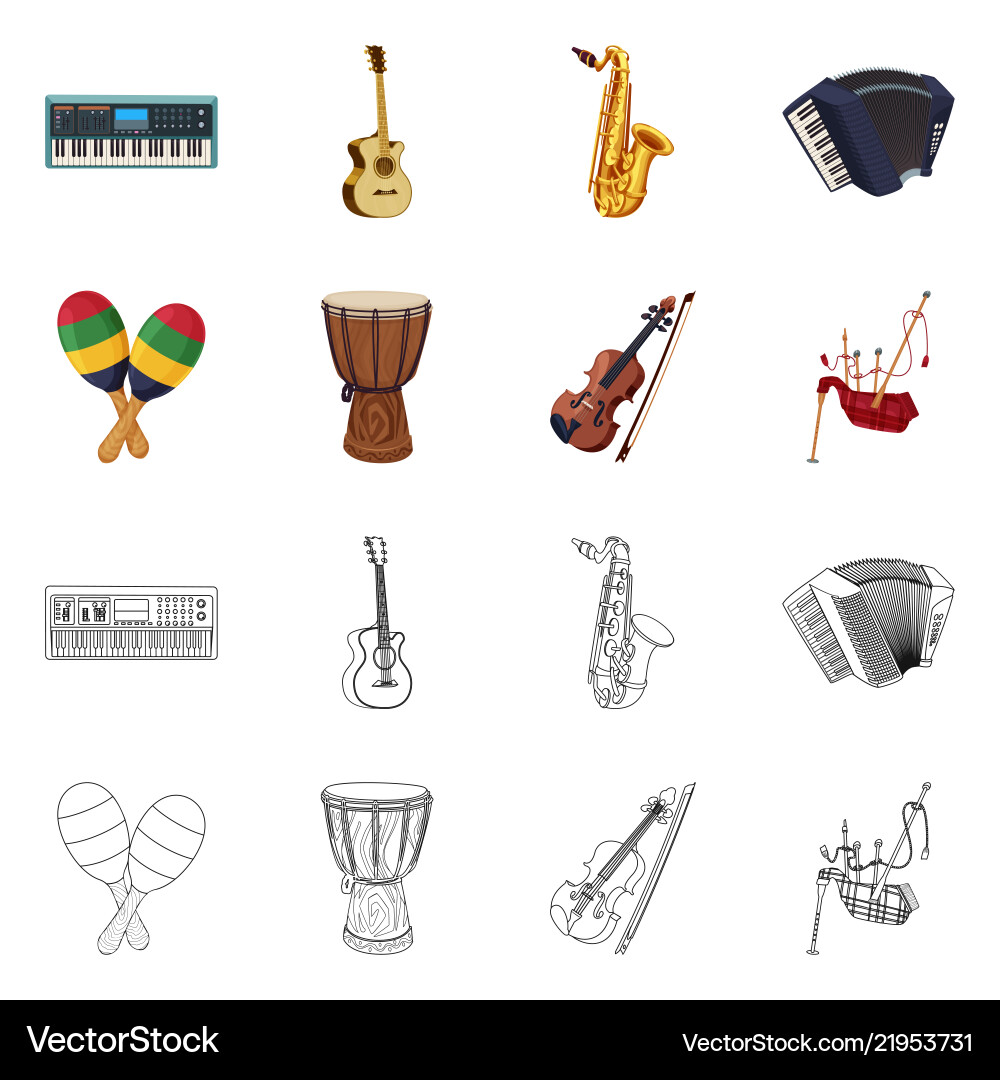Isolated object of music and tune sign set Isolated object of music and tune sign set vector image