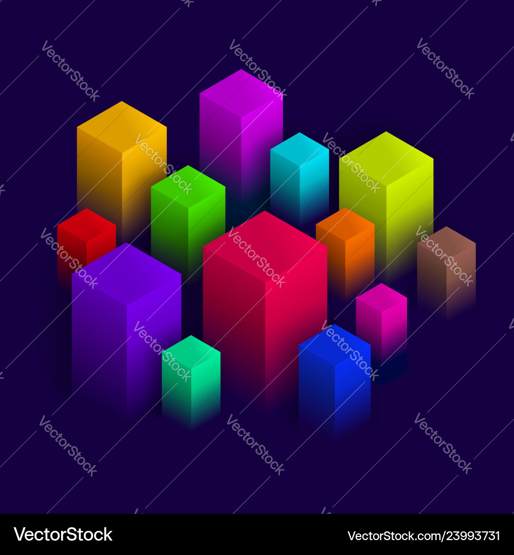 Isometric Geometric Blocks - Tech & Data vector image