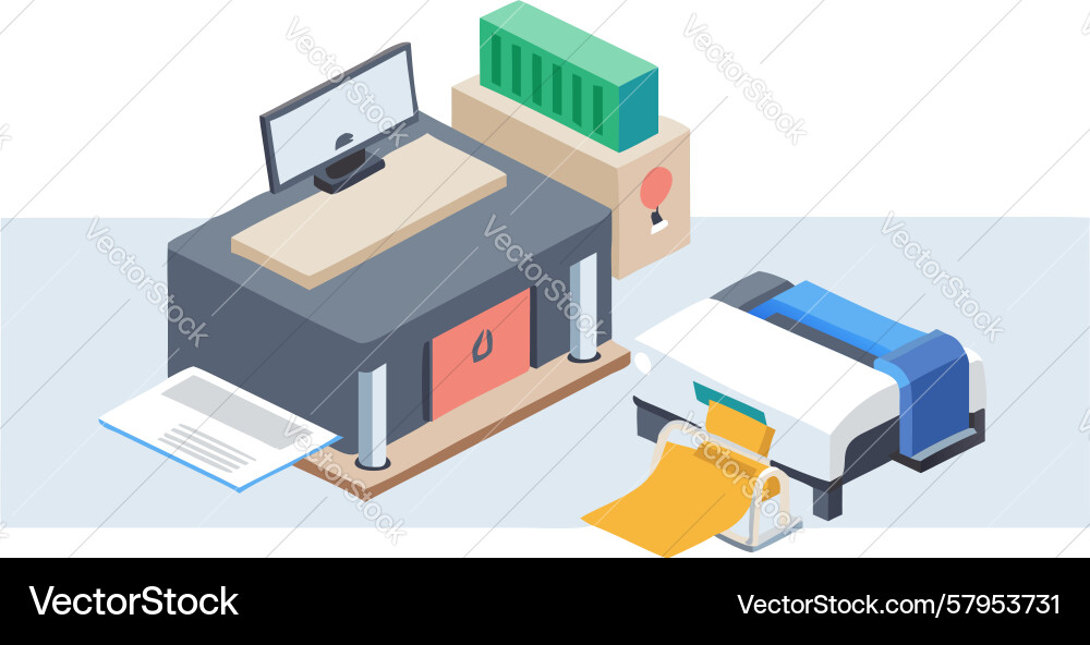 IT Server & Print System Vector Image