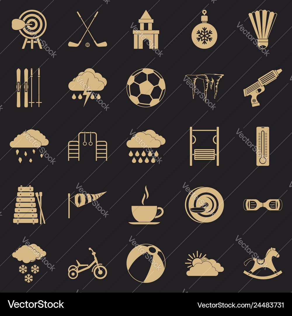 Kid game icons set simple style Kid game icons set simple style Vector Image