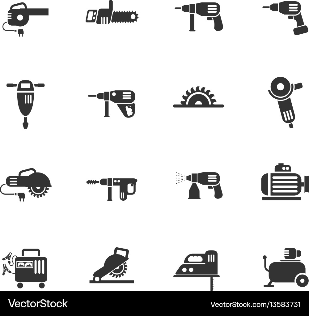 Machine tools icon set vector image