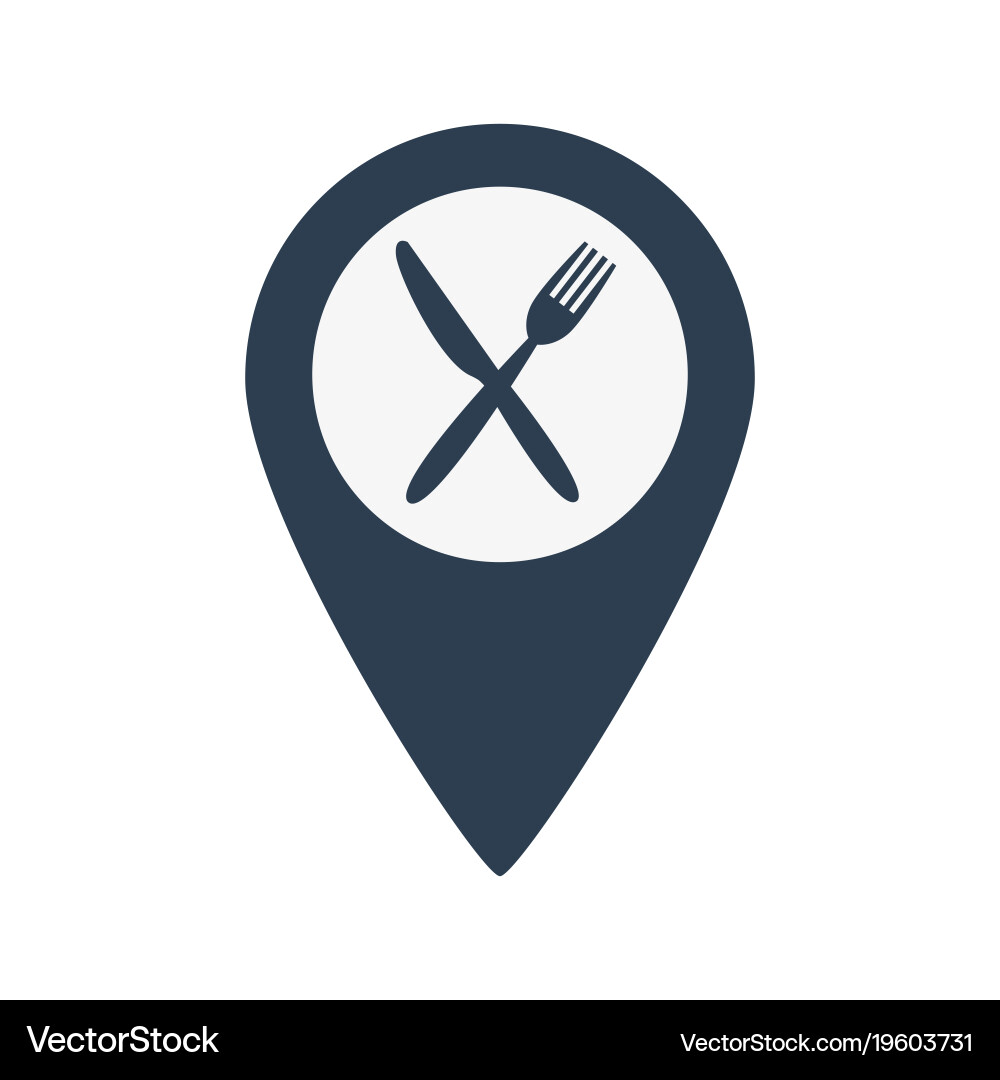 Map marker location with fork and knife vector image