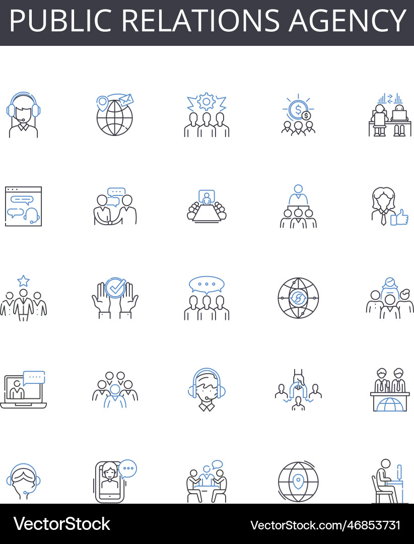 Public relations agency line icons collection Public relations agency line icons collection vector image