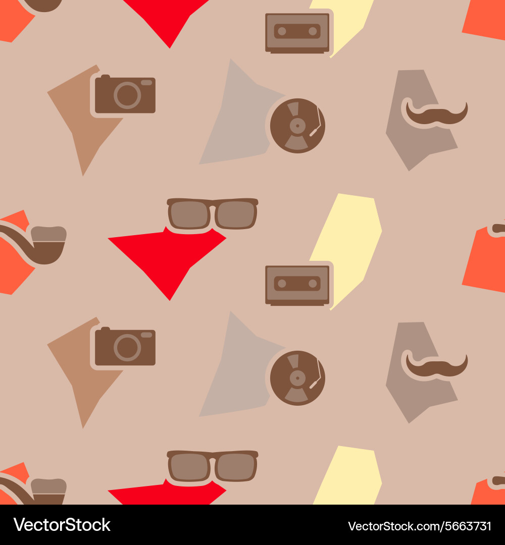Seamless background with different hipster objects vector image