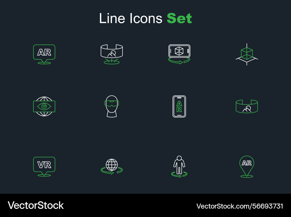 Set line augmented reality ar 3d modeling virtual Set line augmented reality ar 3d modeling virtual vector image