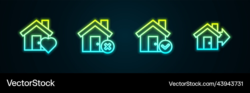 Set line house with heart shape wrong mark check Set line house with heart shape wrong mark check Vector Image