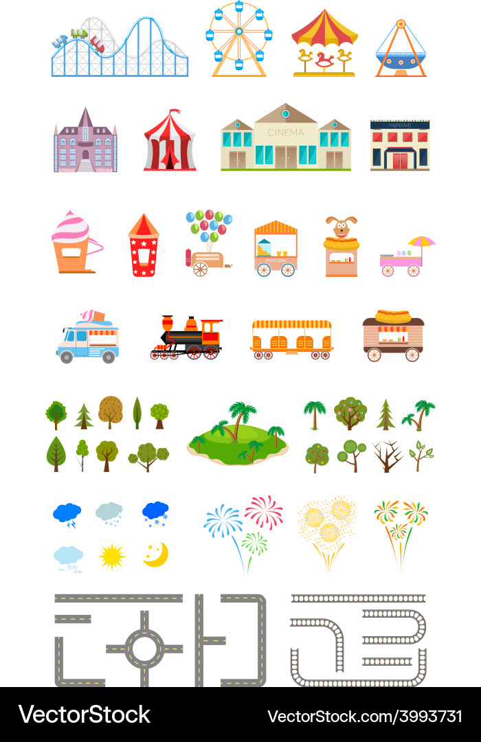 Set of elements for creating your own city vector image