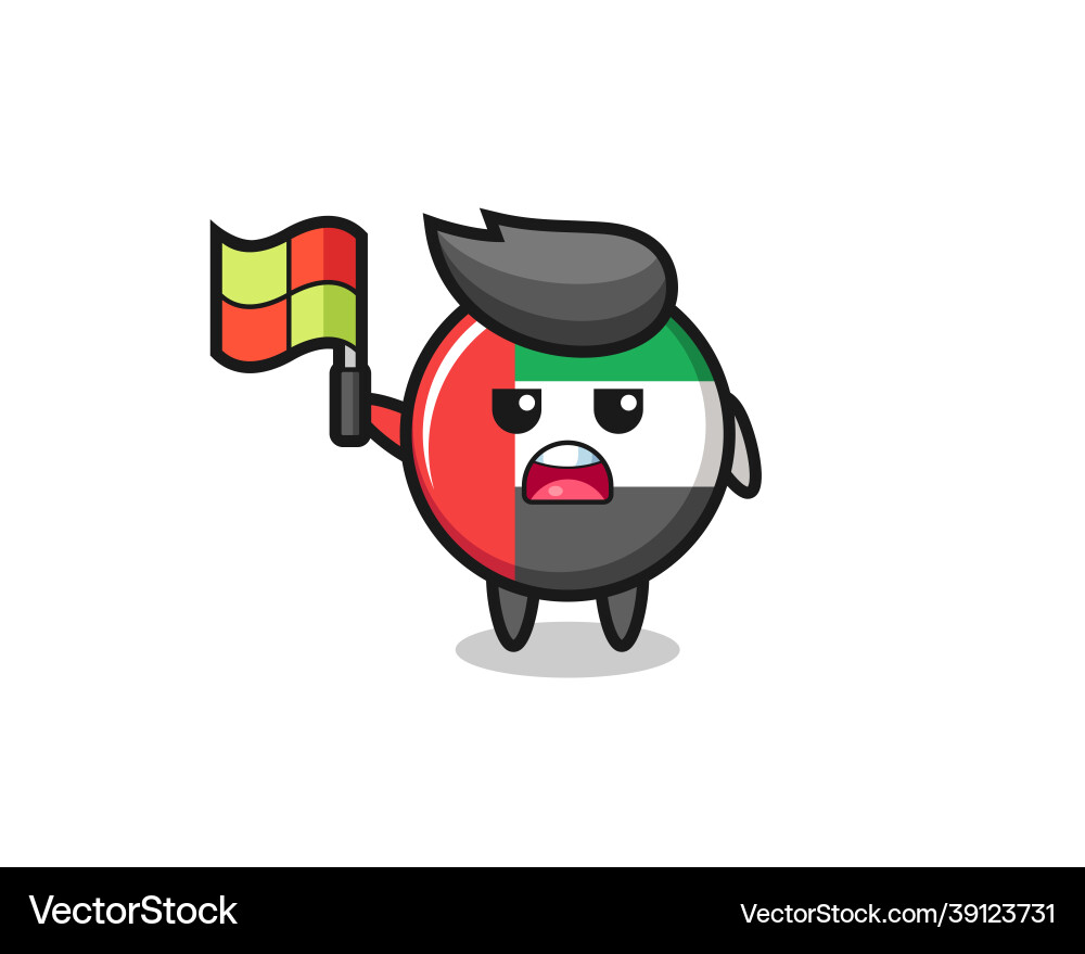 Uae flag badge character as line judge putting Vector Image