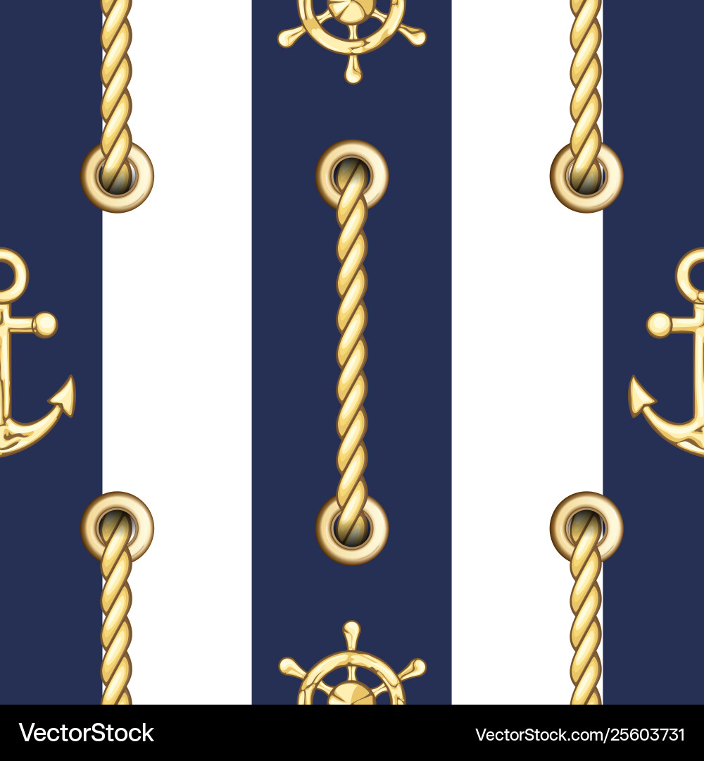 Vertical straped ropes with golden metal eyelets Vector Image