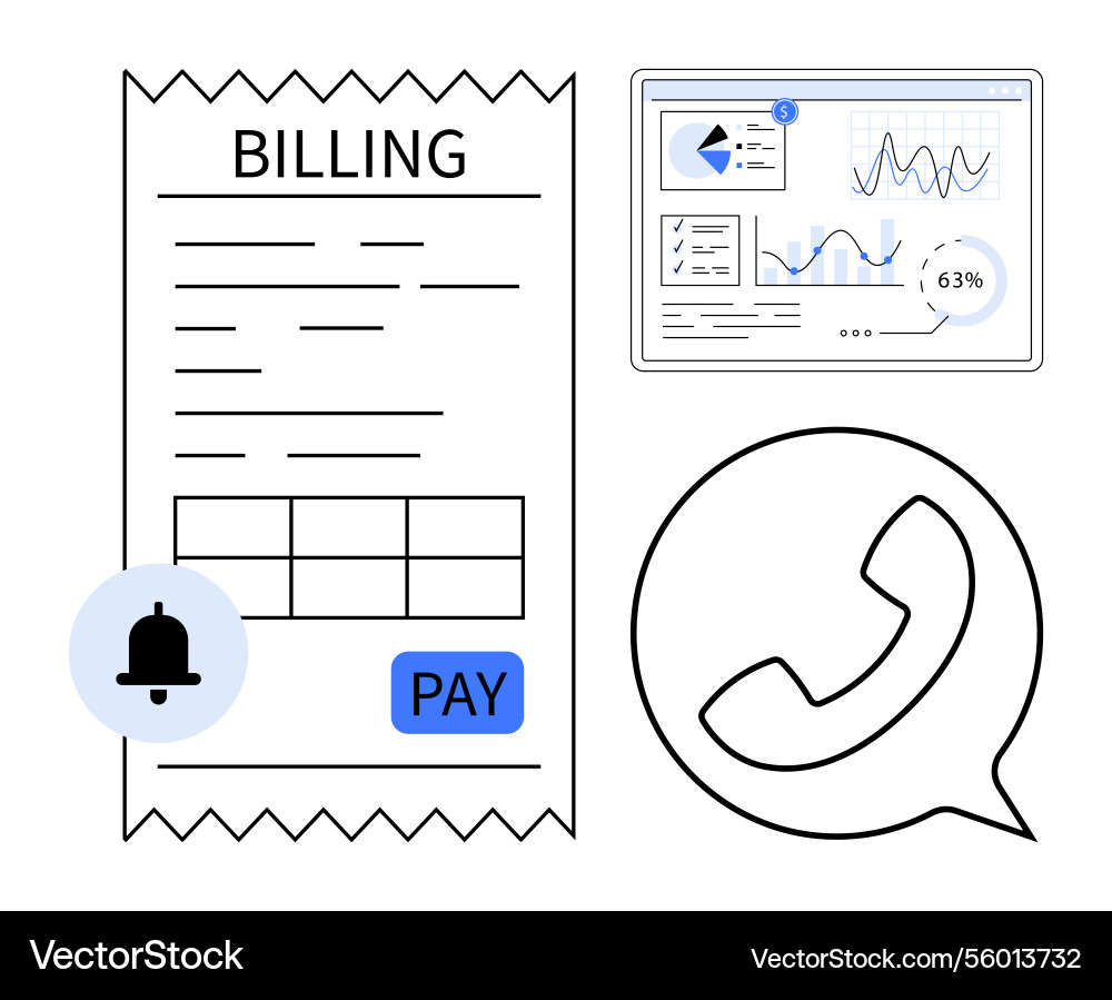 Billing invoice data analytics dashboard Billing invoice data analytics dashboard vector image