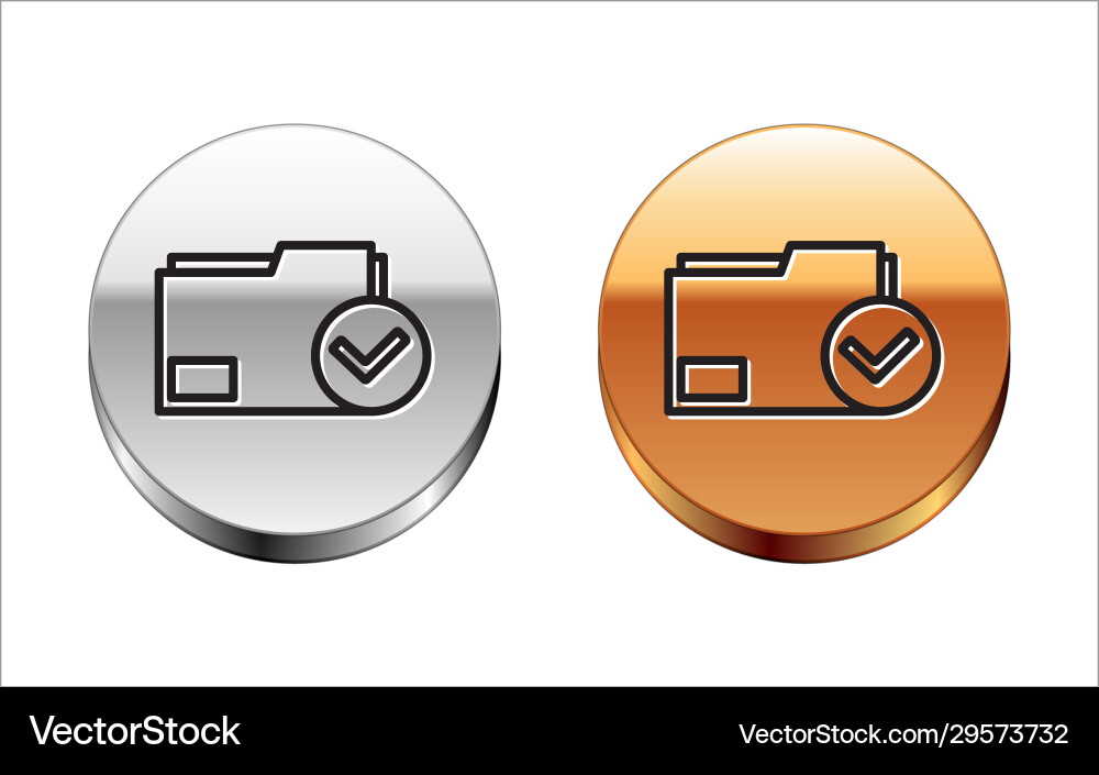 Black line document folder and check mark icon Black line document folder and check mark icon vector image