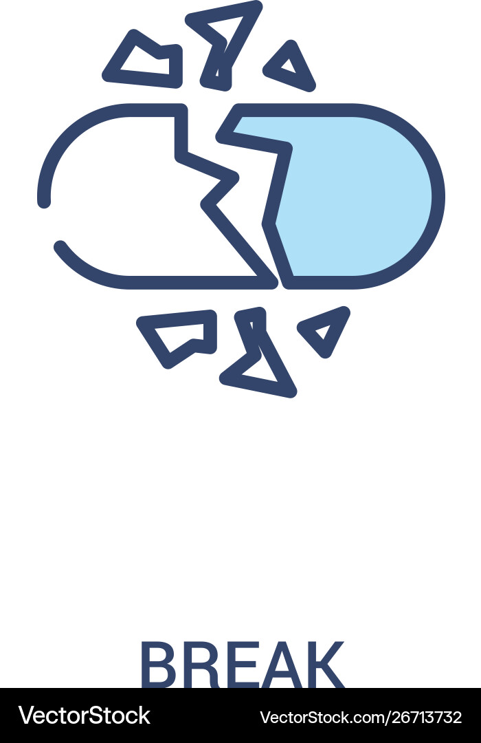Break concept 2 colored icon simple line element vector image