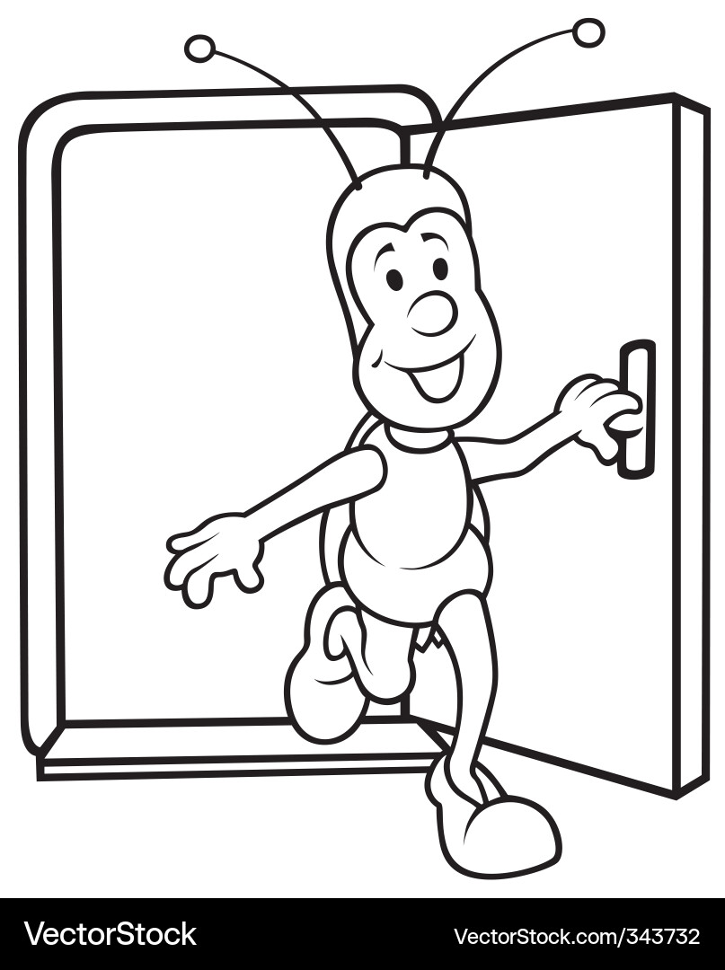 Bug and open door vector image