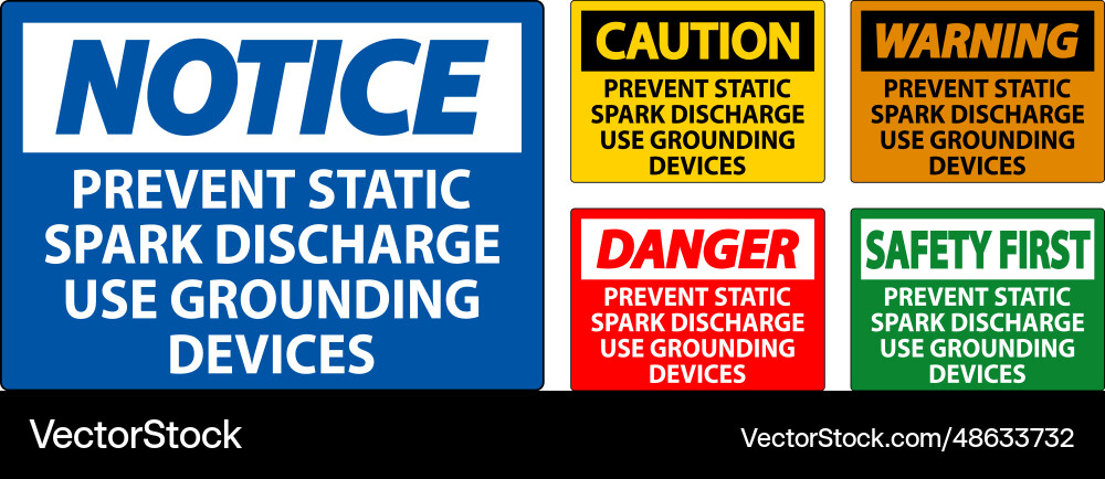 Caution sign prevent static spark discharge use Caution sign prevent static spark discharge use vector image