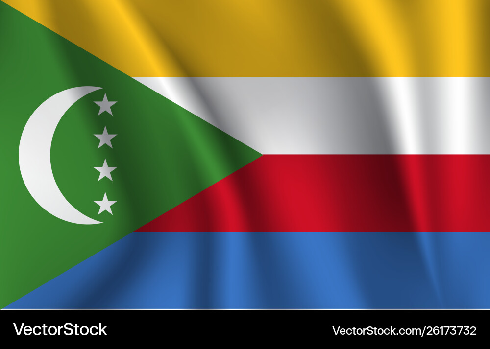 Comoros flag background with cloth texture Vector Image