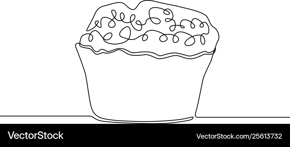 Continuous one line drawing muffin Continuous one line drawing muffin vector image