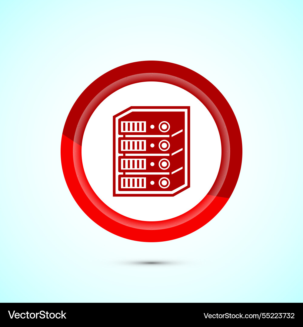 Data center icon design computer server red Data center icon design computer server red vector image