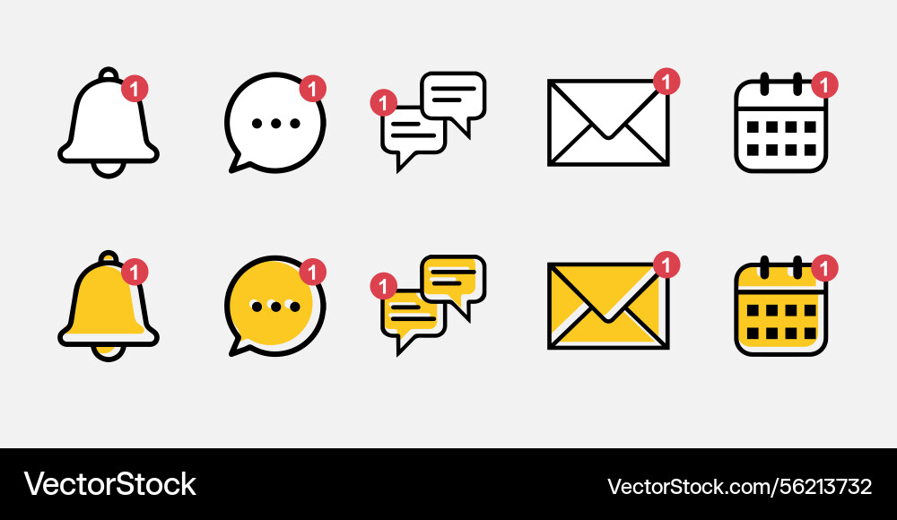 Email chat date envelope icon with notification vector image