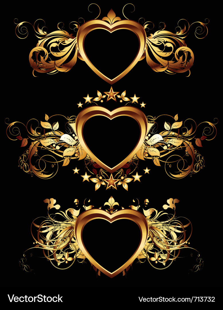 Heart forms with ornate elements Vector Image