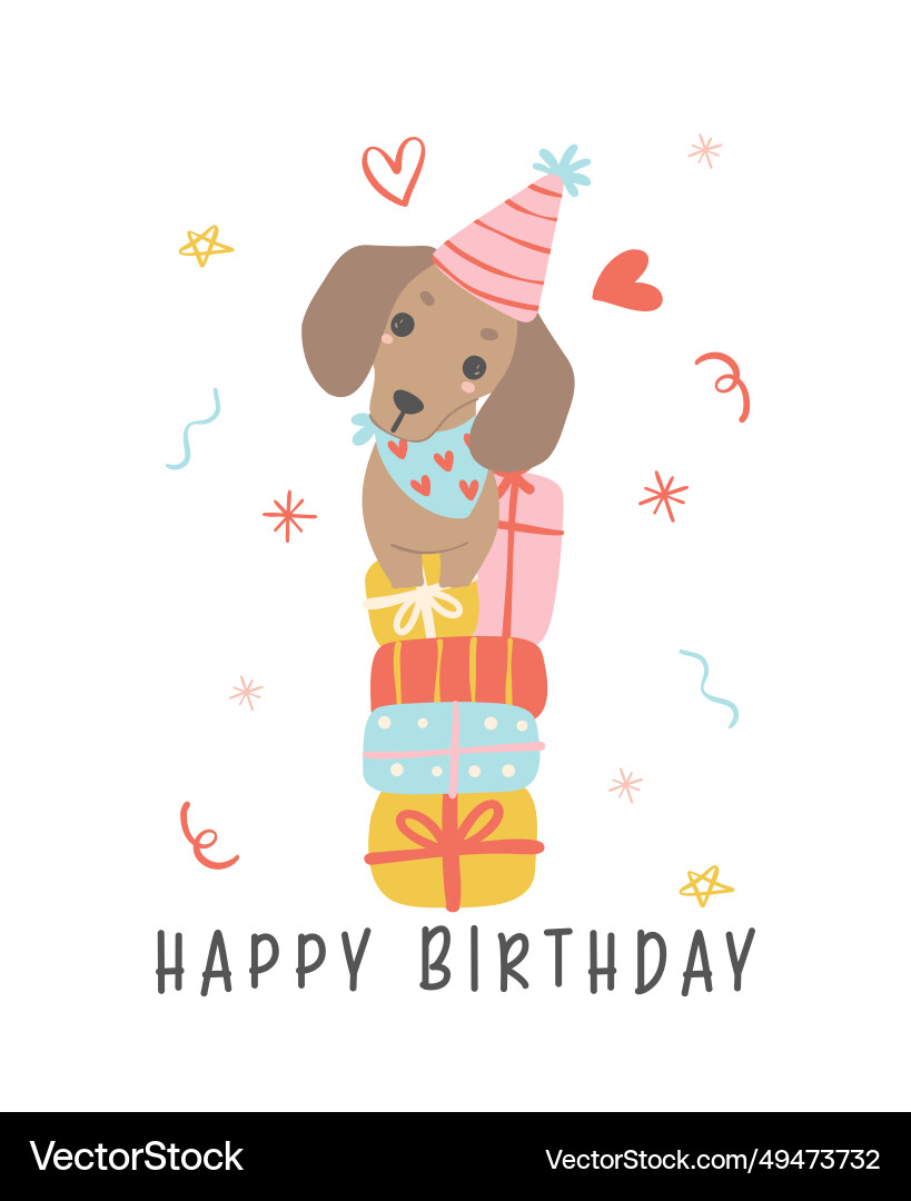 Herzlichen Glückwunsch zum Geburtstag dachshund Hund tragen Party Hut Herzlichen Glückwunsch zum Geburtstag dachshund Hund tragen Party Hut vektorbild