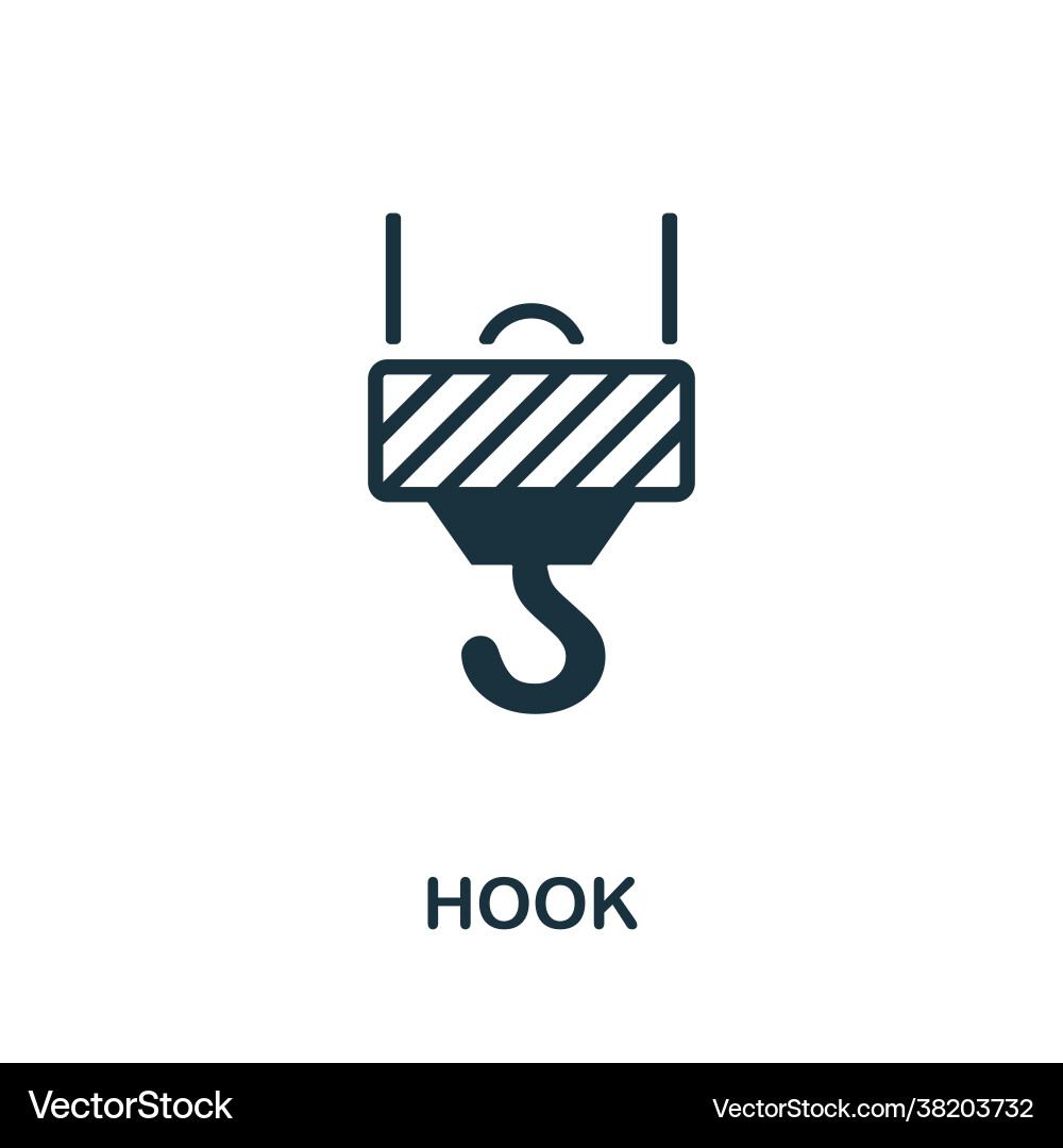 Hook icon monochrome simple element from Hook icon monochrome simple element from vector image