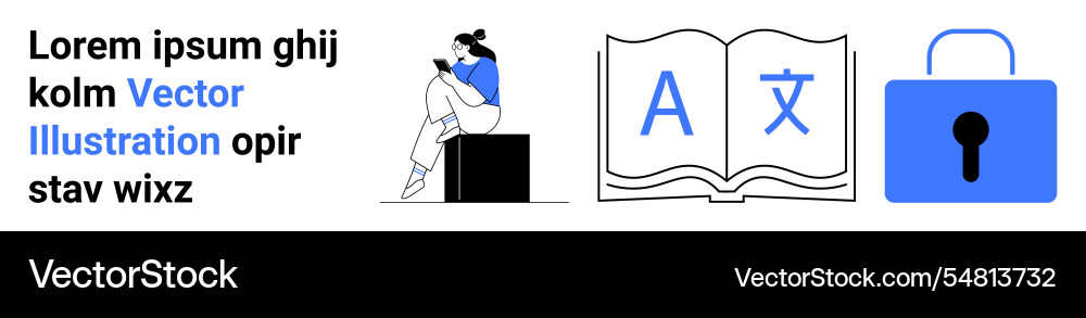 Learning and security student with book open Learning and security student with book open vector image