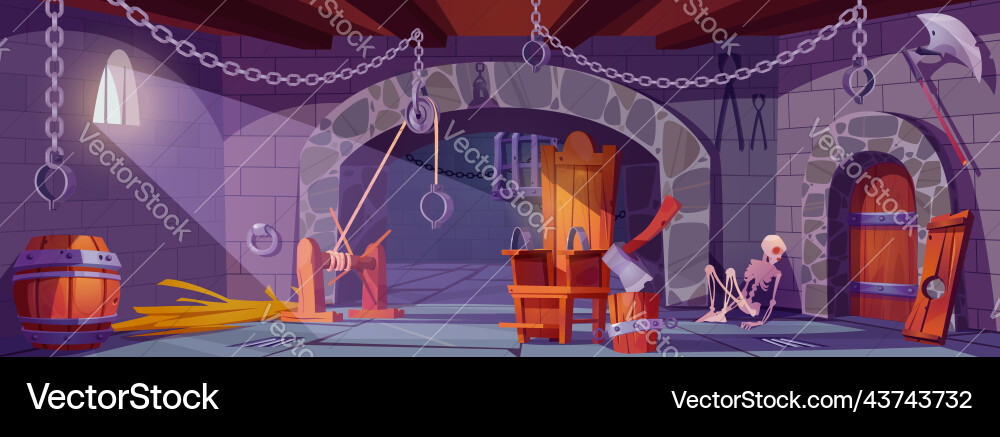 Medieval torture cell cartoon Medieval torture cell cartoon vector image